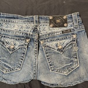 Miss Me Blue Denim Shorts with Silver Accents